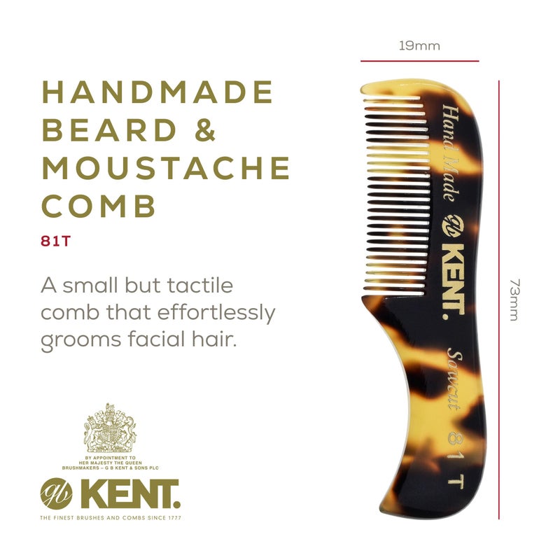 Kent 81T FOT Tokyo Yellow Beard Pocket Comb Set for Men - Beard Kit for Travel and Home, Mustache Comb for Men, Mini Comb Beard Combs for Mens Grooming, Sawcut Hand polished Made in England - Image 3